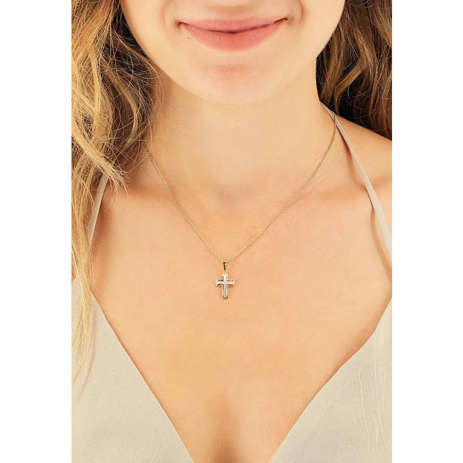 MUAU Schmuck  Anhänger Kreuz Gelbgold 750, 21x11mm 