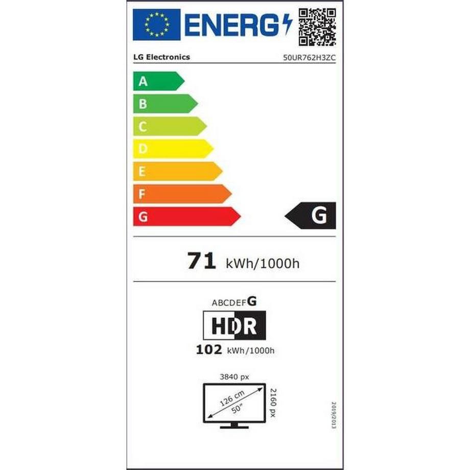 LG Electronics  LG 50UR762H3ZC TV Hospitality 127 cm (50") 4K Ultra HD 400 cd/m² Smart TV Blu 20 W 