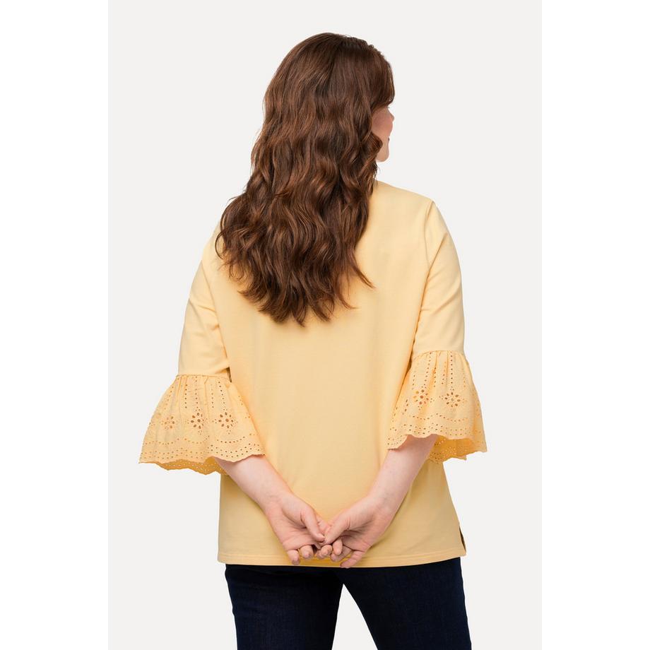 Ulla Popken Sweat-shirt Dentelle Col Montant Manches 3/4  