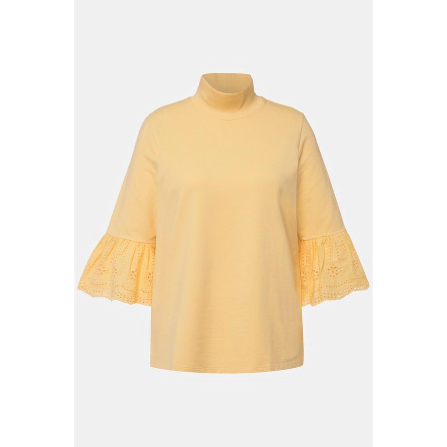 Ulla Popken Sweat-shirt Dentelle Col Montant Manches 3/4  