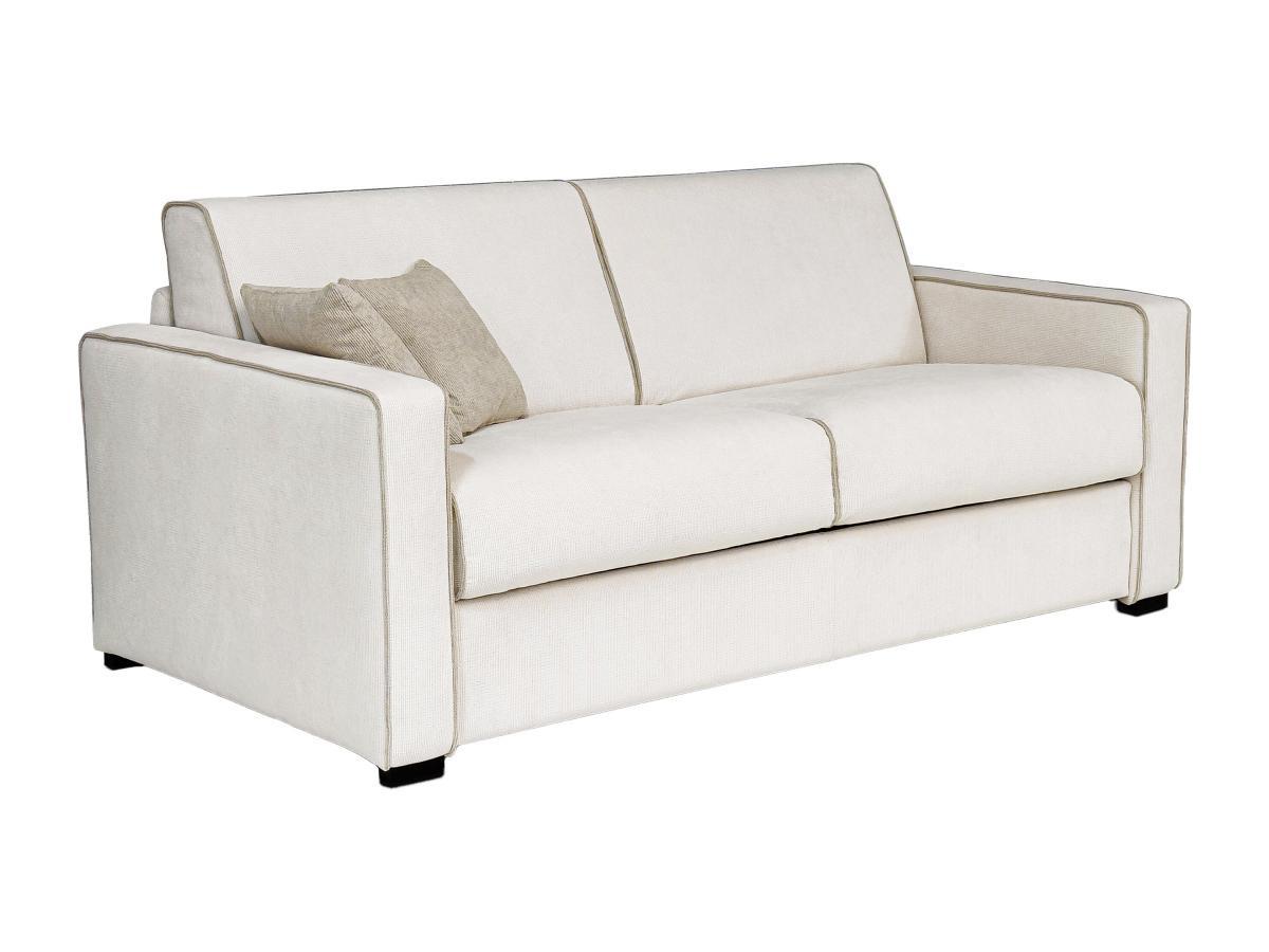 Vente-unique Sofa 4-Sitzer mit Matratze - Strukturstoff - Beige - Sitzfläche mit Memory Schaum - Matratze 18 cm - FRAPALI  