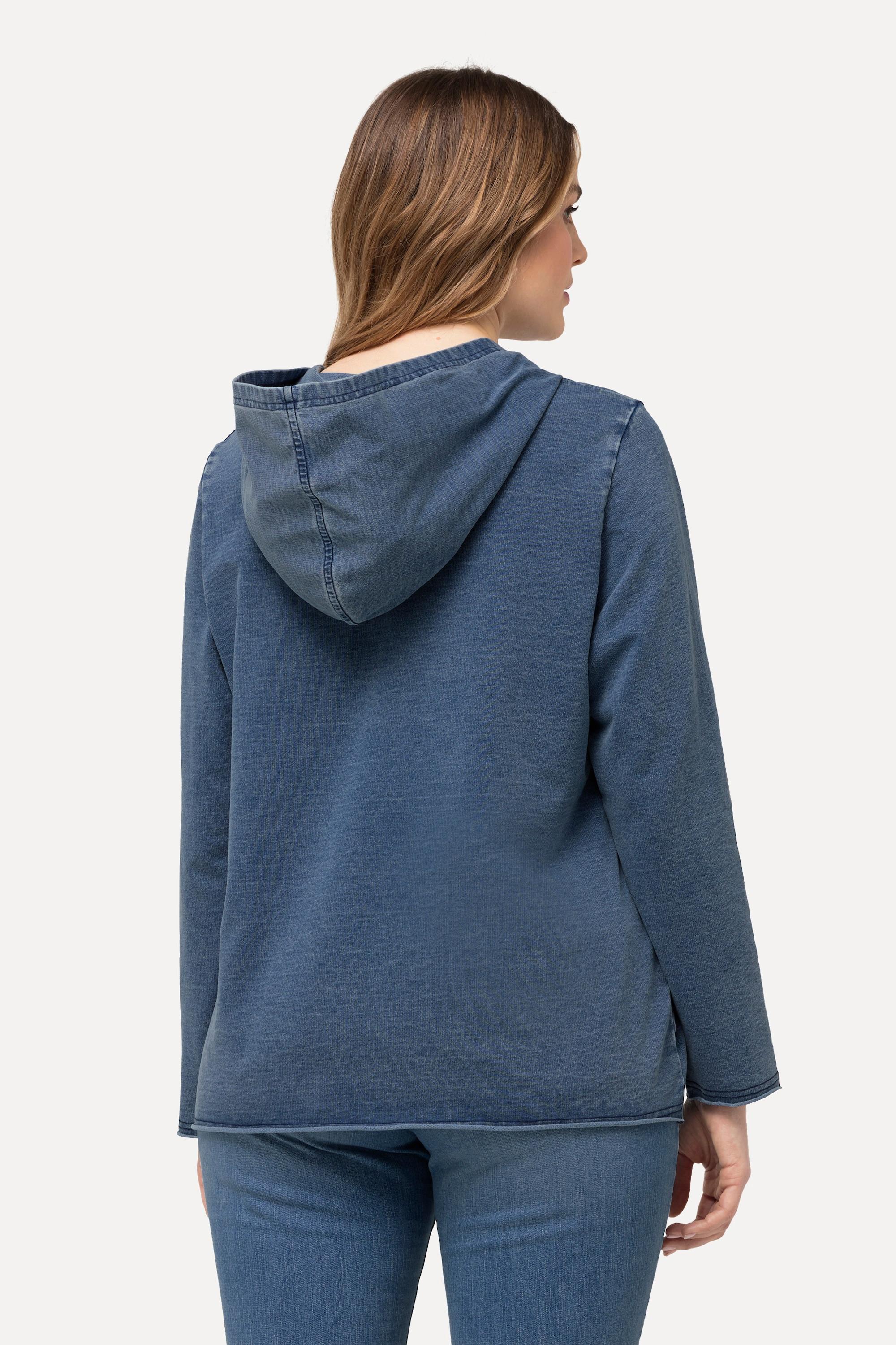 Ulla Popken  Hoodie, offenkantig, Kapuze, Langarm, Kängurutasche 