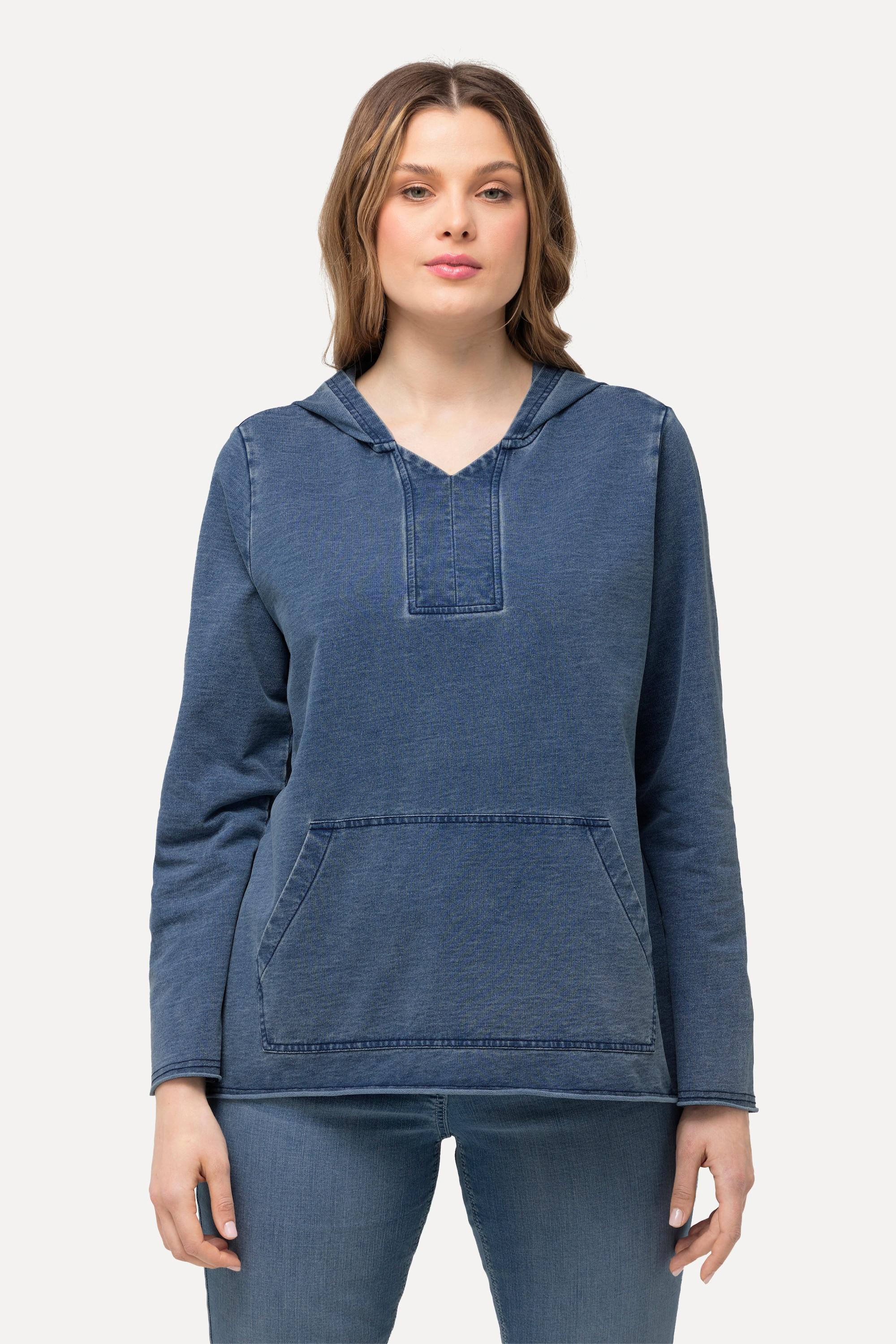 Ulla Popken  Hoodie, offenkantig, Kapuze, Langarm, Kängurutasche 