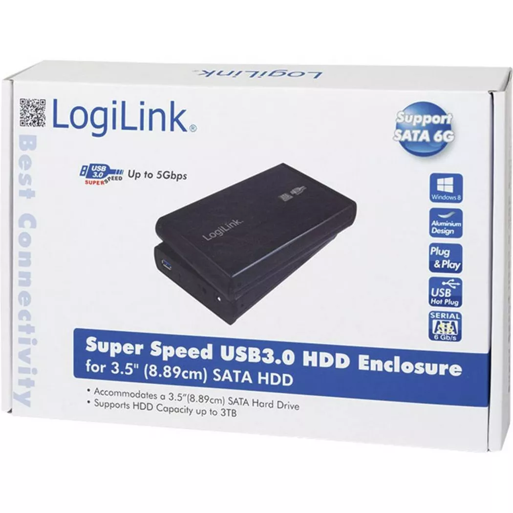 LogiLink UA0107 Speicherlaufwerksgehäuse HDD-Gehäuse Schwarz 3.5"