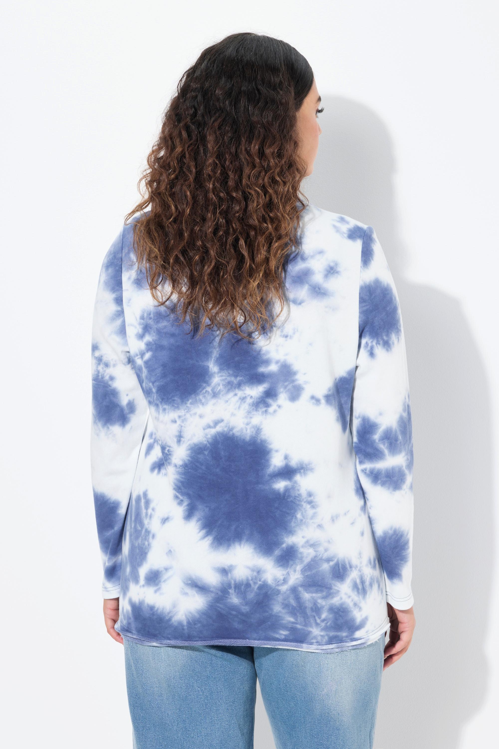 Ulla Popken Sweatshirt Batikmuster Saumband Rundhals Langarm  