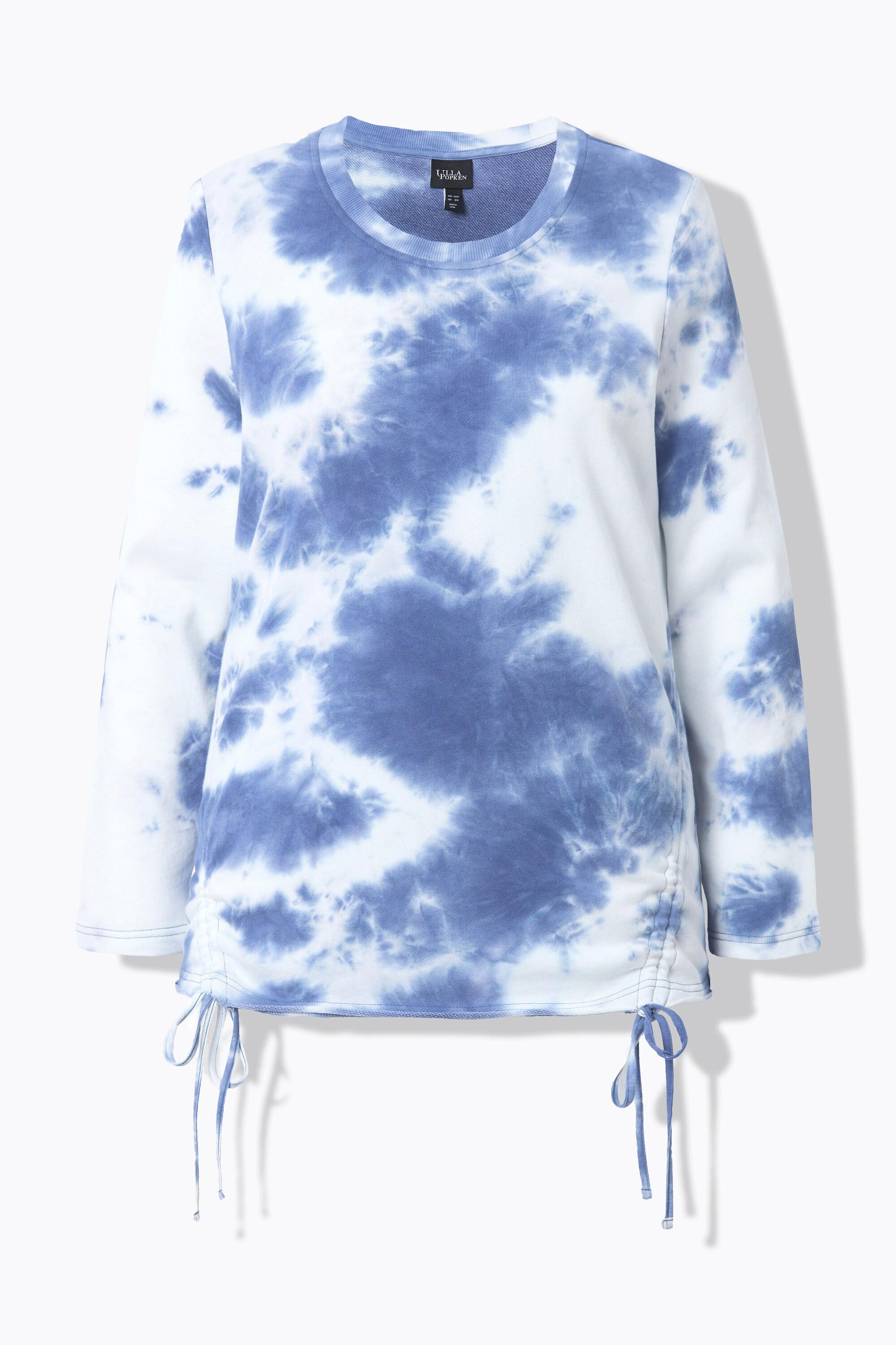 Ulla Popken Sweatshirt Batikmuster Saumband Rundhals Langarm  