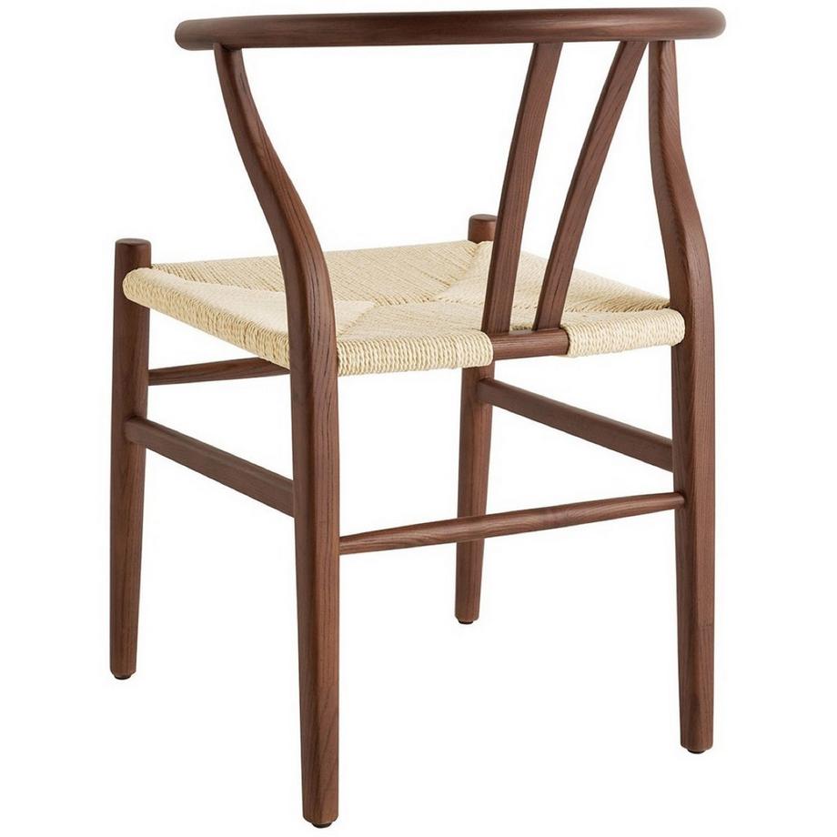 Blanc d'Ivoire Chaise de salle à manger Njord bois de frêne couleur noyer  