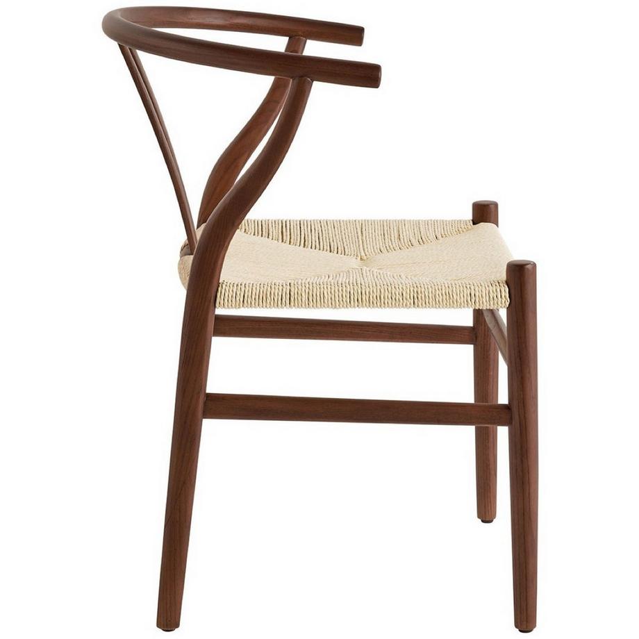 Blanc d'Ivoire Chaise de salle à manger Njord bois de frêne couleur noyer  