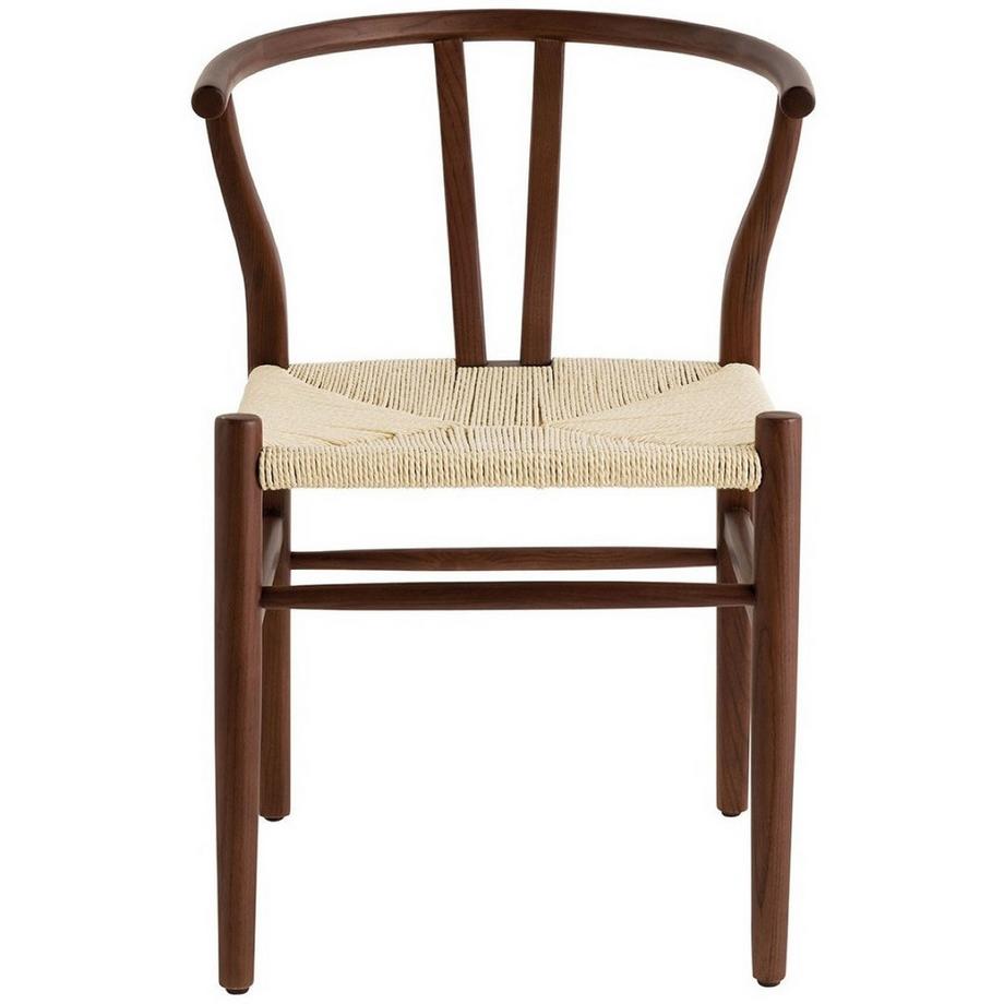 Blanc d'Ivoire Chaise de salle à manger Njord bois de frêne couleur noyer  