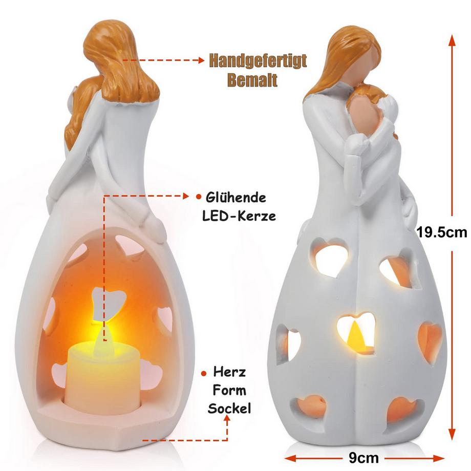 Alopini  Geschenk Mama Kerzenhalter Geschenk für Muttertag, Mutter und Tochter Kerzenhalter mit LED-Kerze 