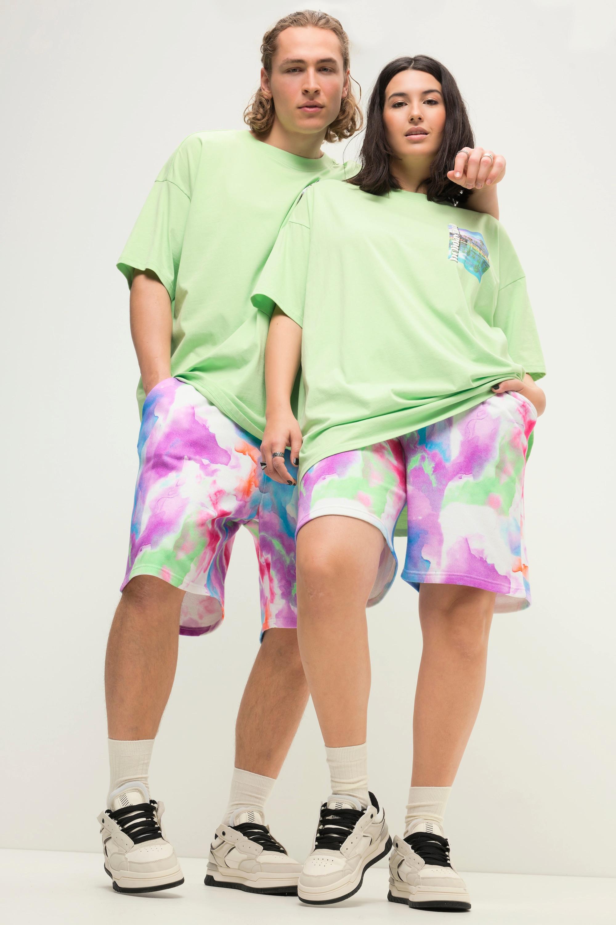 Studio Untold  Sweat-Bermuda, Wide Legs, Colorprint, Elastikbund, Unisex 