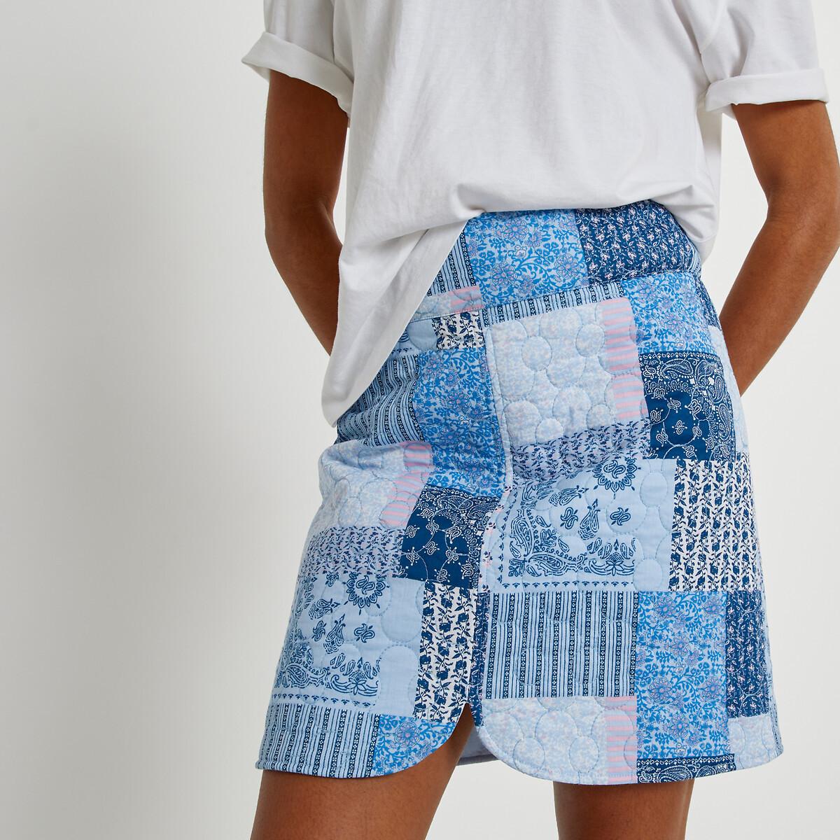 Image of Minirock Mit Patchwork-print Damen Blau 40