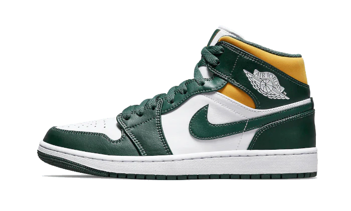 Image of Air Jordan 1 Mid Sonics (gs) Damen Dunkelgrün 37.5