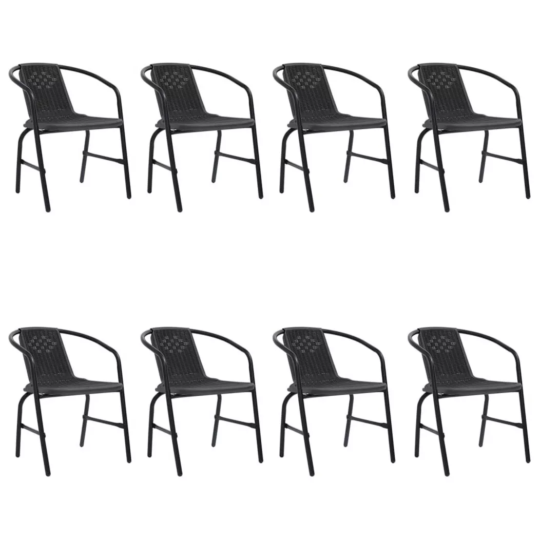 VidaXL - sedia da giardino Acciaio, One Size, Nero