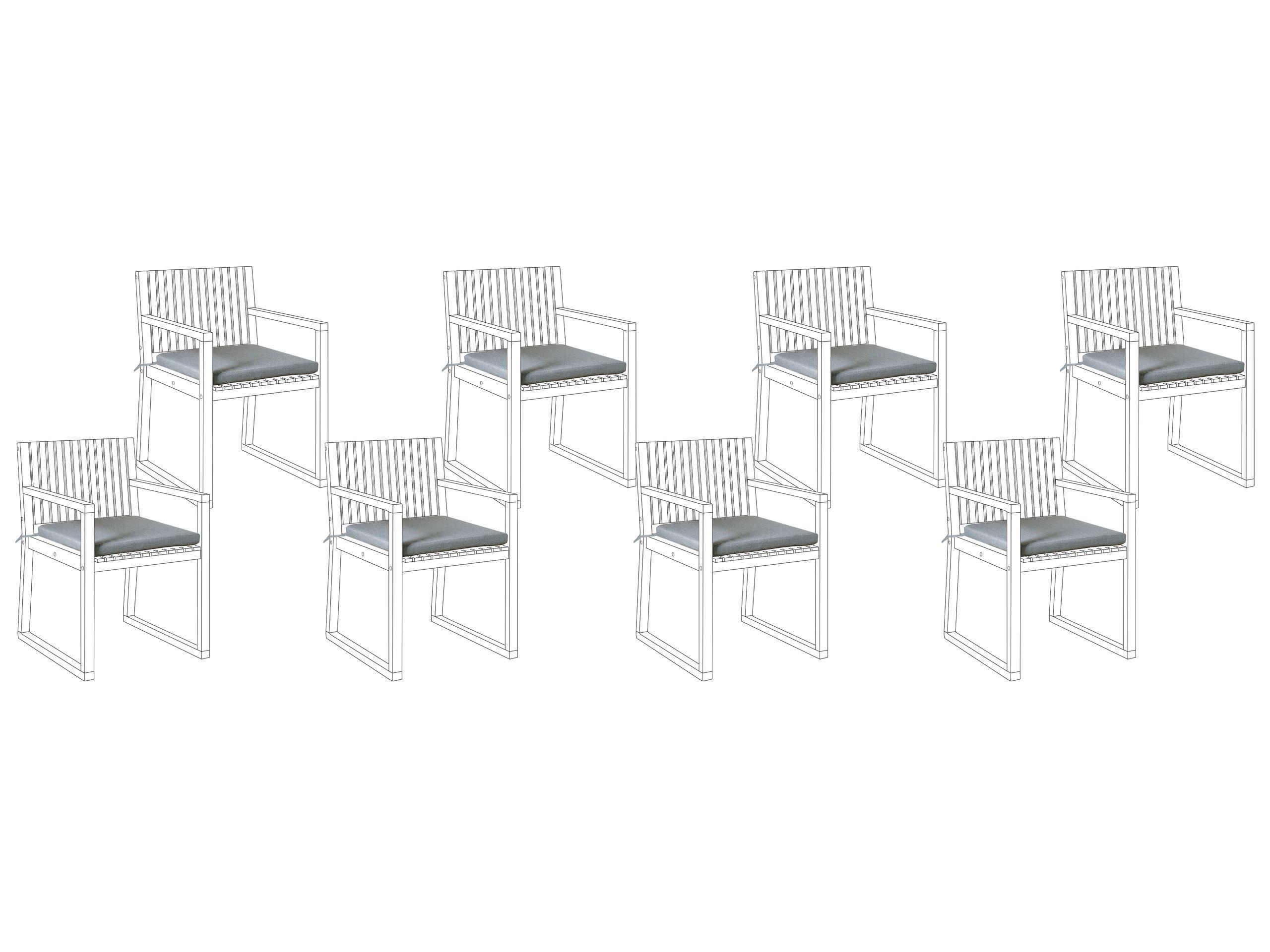 Beliani Lot de 8 coussins pour chaises de jardin en Lin synthétique Moderne SASSARI PREMIUM  