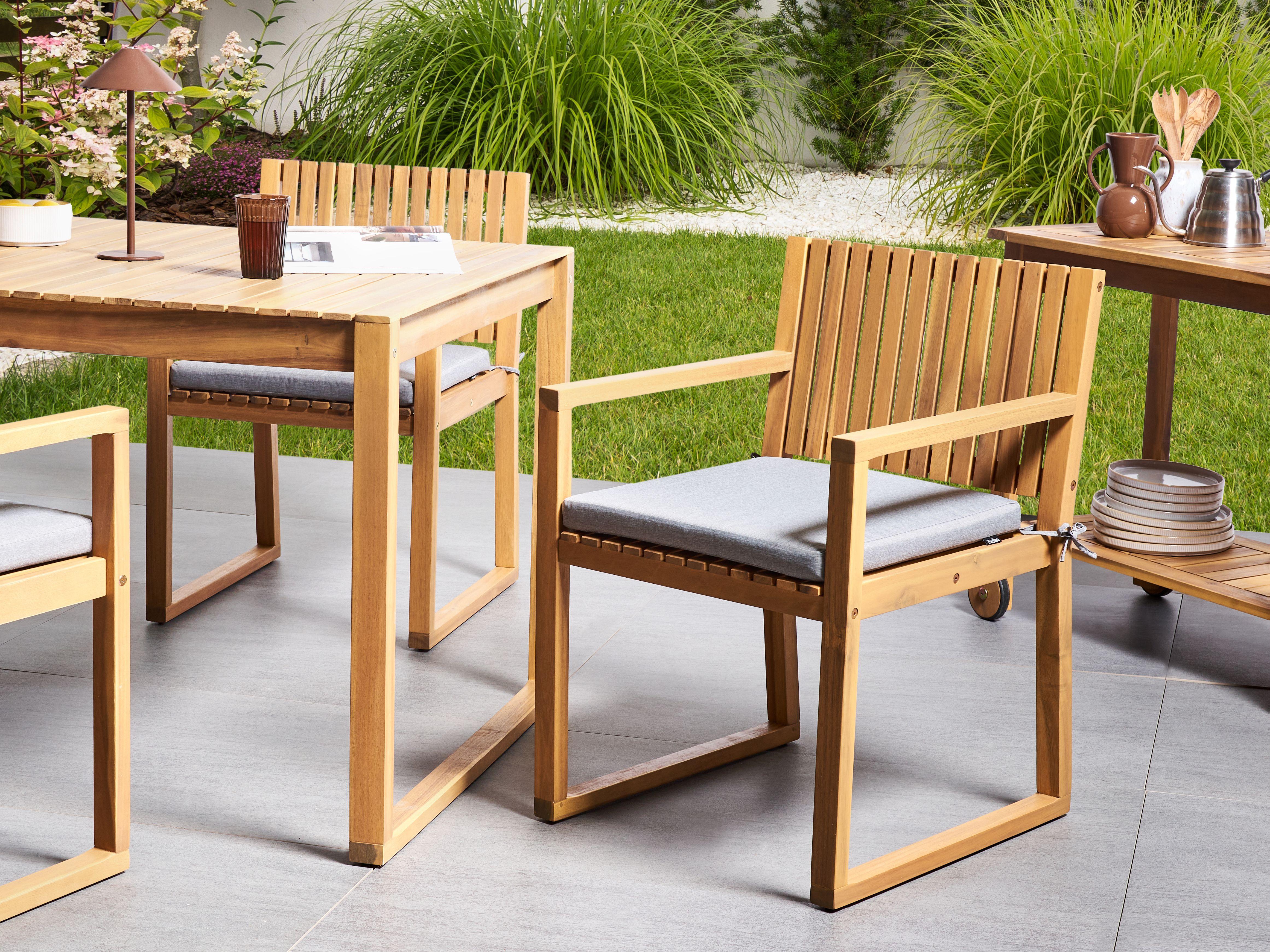 Beliani Lot de 8 coussins pour chaises de jardin en Lin synthétique Moderne SASSARI PREMIUM  