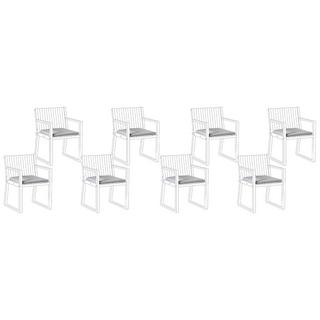 Beliani Lot de 8 coussins pour chaises de jardin en Lin synthétique Moderne SASSARI PREMIUM  