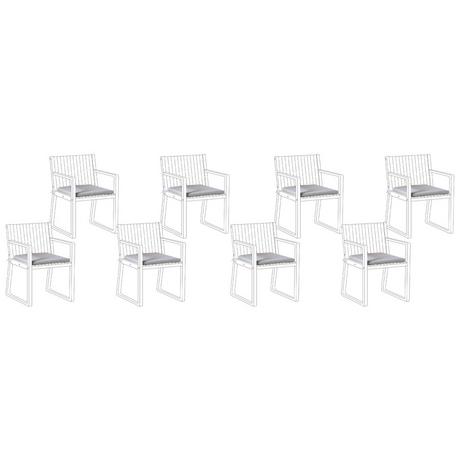 Beliani Lot de 8 coussins pour chaises de jardin en Lin synthétique Moderne SASSARI PREMIUM  