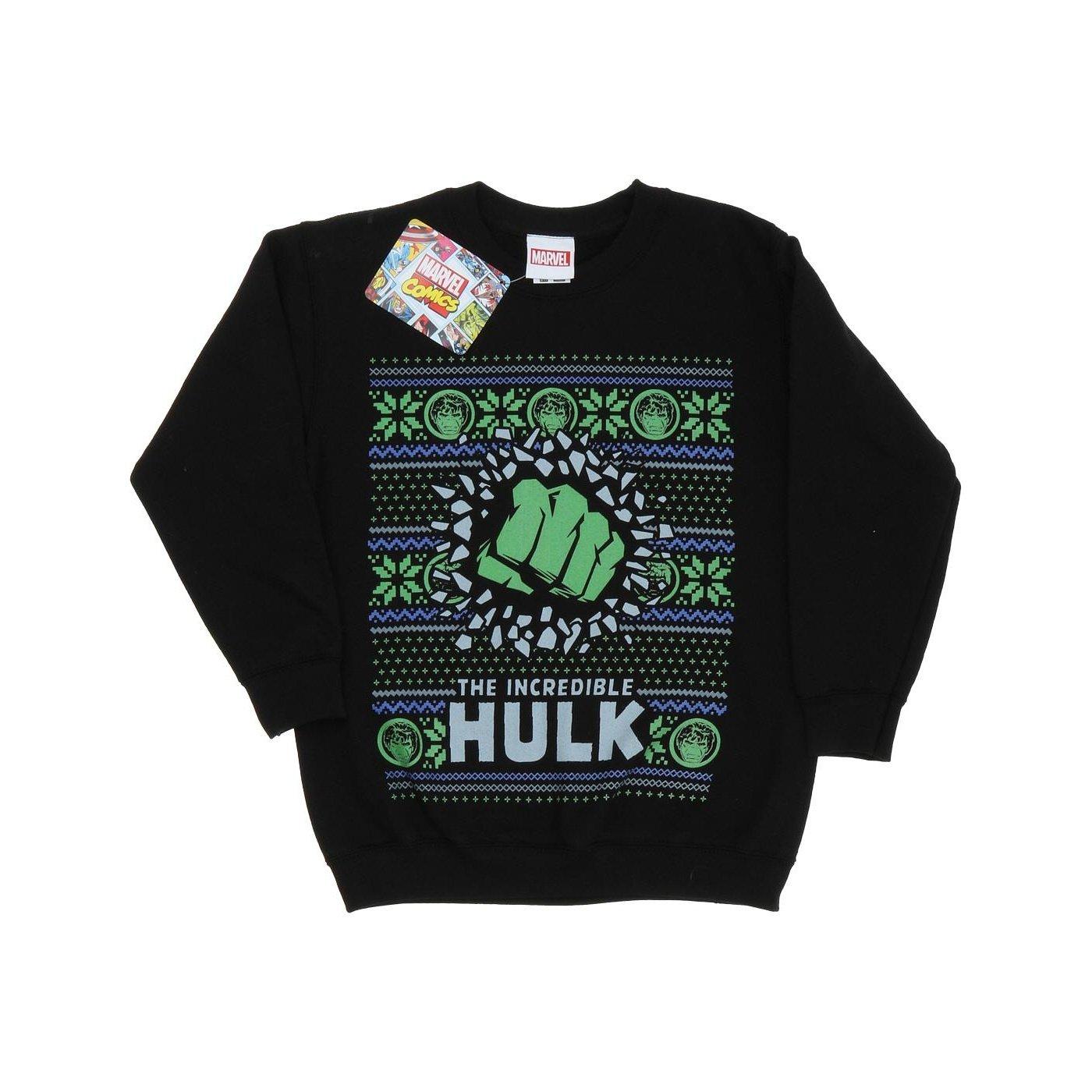 Image of Hulk Fair Isle Christmas Sweatshirt Unisex Schwarz 152-158