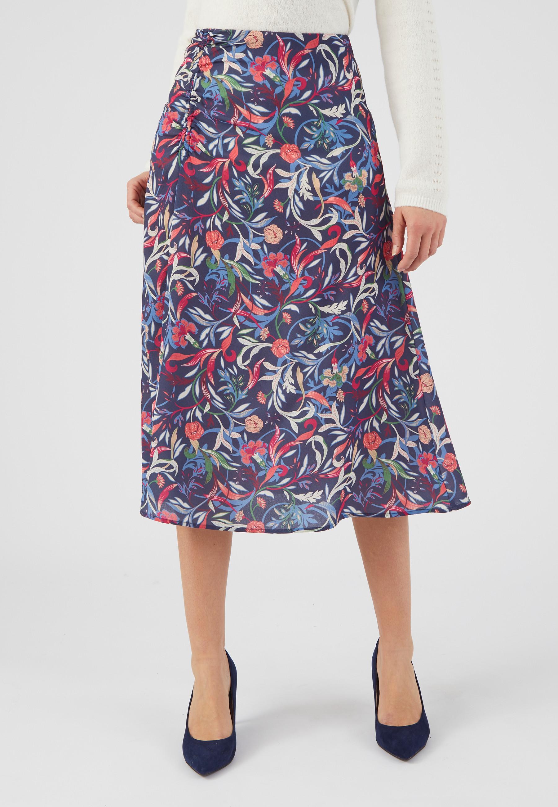 Image of Geraffter Rock Aus Crêpe In Reliefoptik Damen Blau 36