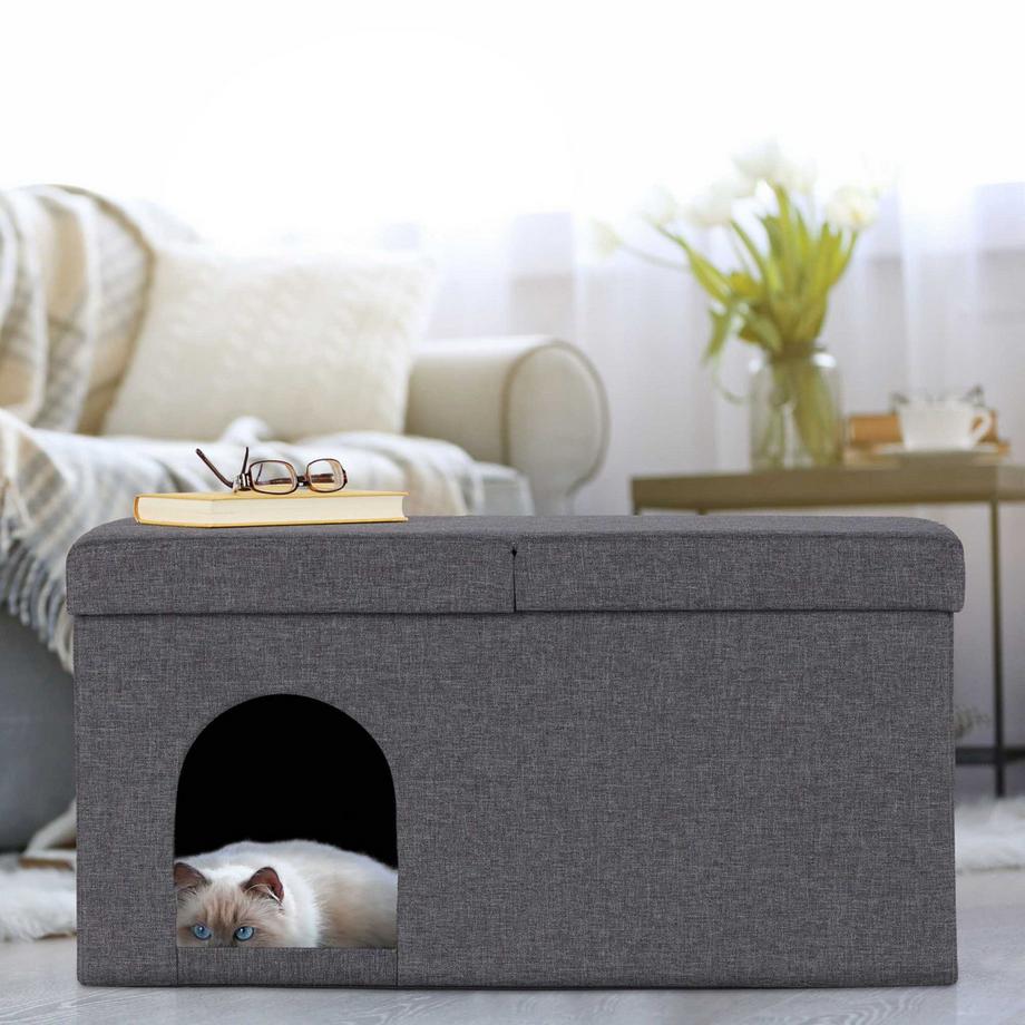 Northix  Grotte pour chat grise avec couvercle 