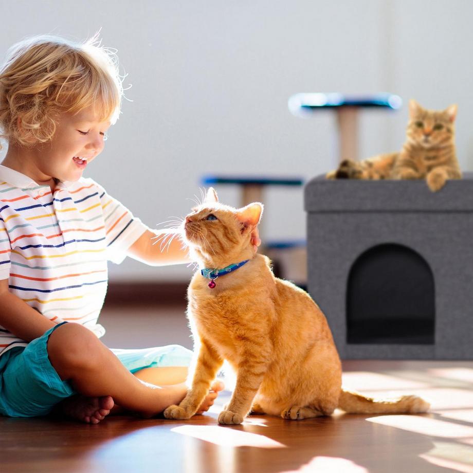 Northix  Grotte pour chat grise avec couvercle 