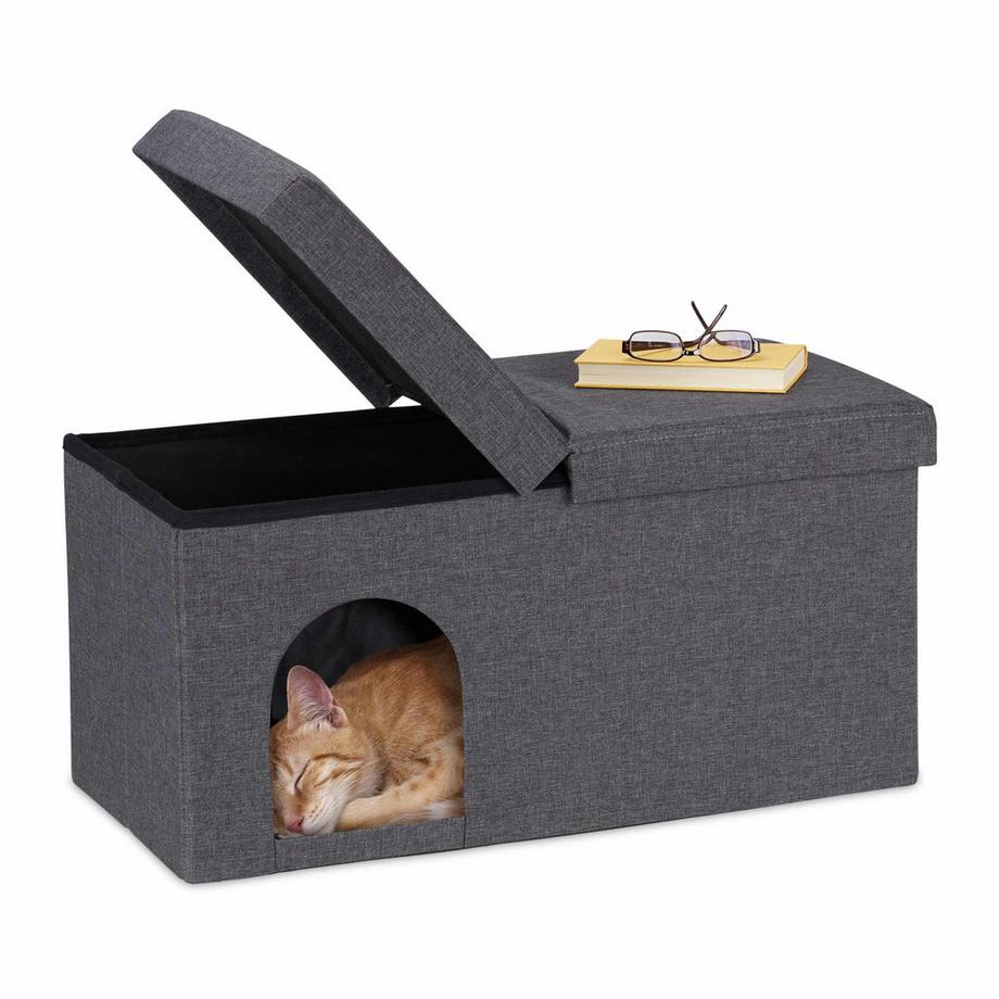 Northix  Grotte pour chat grise avec couvercle 