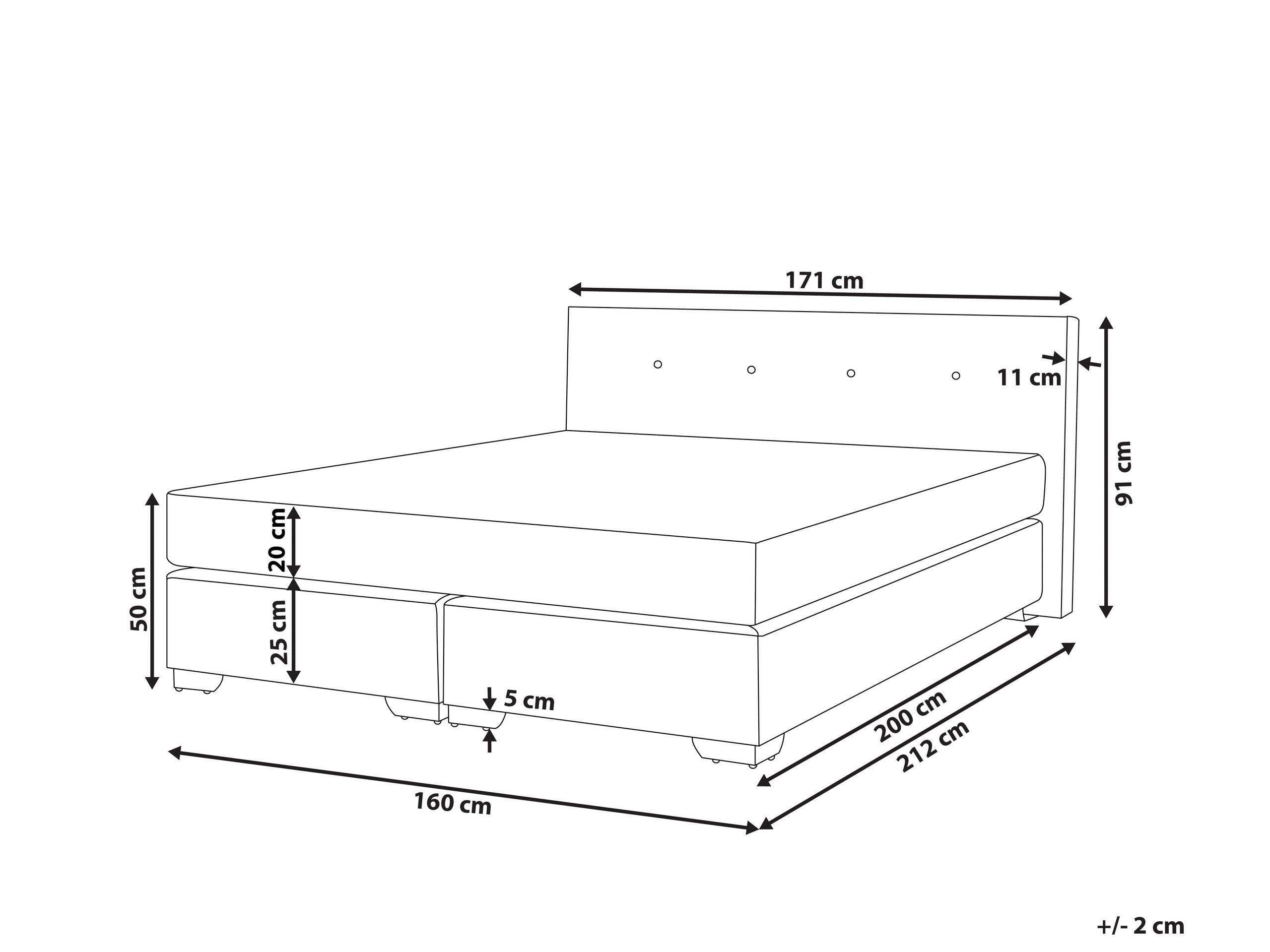 Beliani Letto boxspring en Velluto Moderno CONSUL  