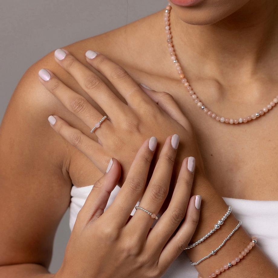 Balibay  Bague Elina avec pierre de quartz rose facettée 