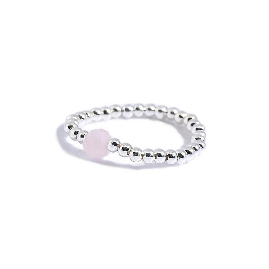 Bague Elina  avec pierre de quartz rose facettée