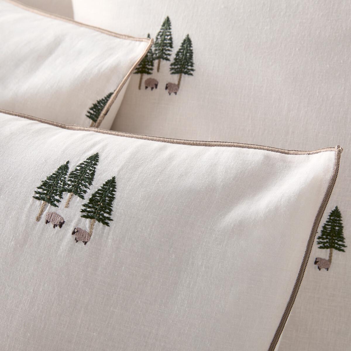 La Redoute Intérieurs Anton Coton Lin Lavé Housse de Couette Brodé  