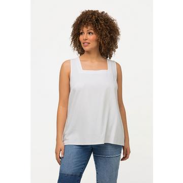 Blouse en lin mélangé à encolure carrée et sans manches