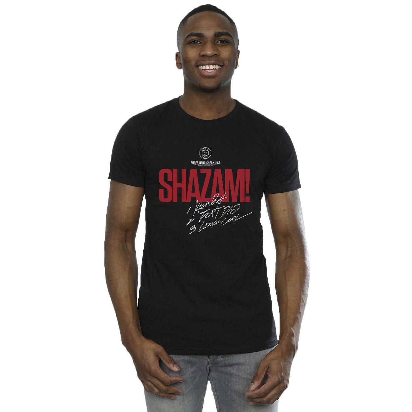 DC COMICS  Shazam Fury Of The Gods Super Hero Checklist TShirt 