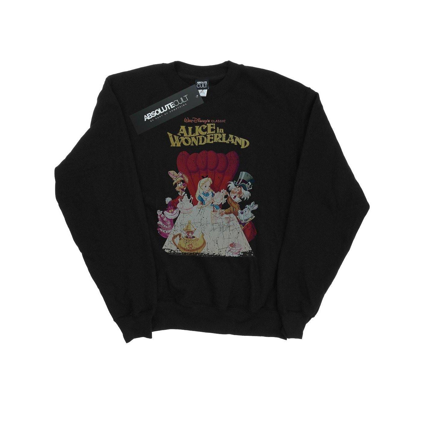 Image of Alice In Wonderland Retro Poster Sweatshirt Herren Schwarz XXL