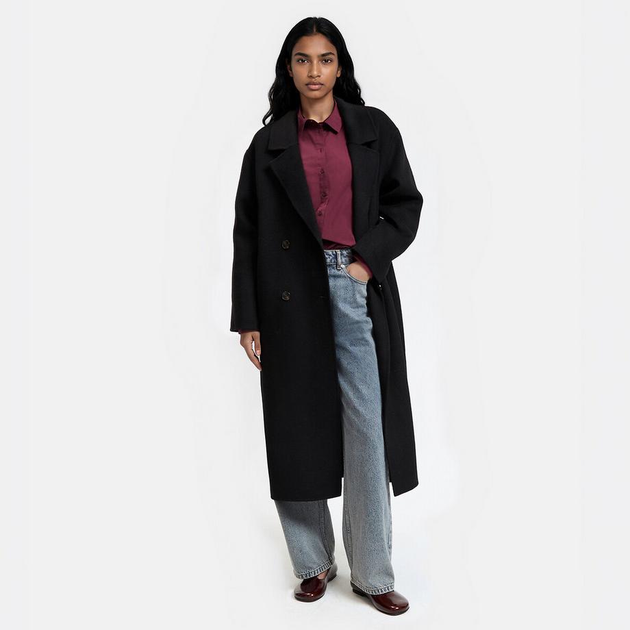 Handgefertigter Oversize-Mantel mit zweireihigem Knopfverschluss