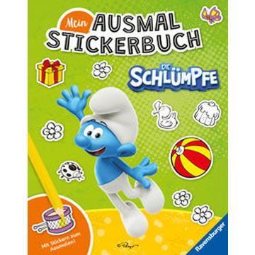 Ravensburger Mein Ausmalstickerbuch Die Schlümpfe - Großes Buch mit über 250 Stickern, viele Sticker zum Ausmalen