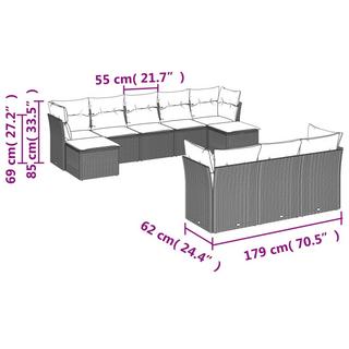 VidaXL Ensemble de canapés de jardin rotin synthétique  