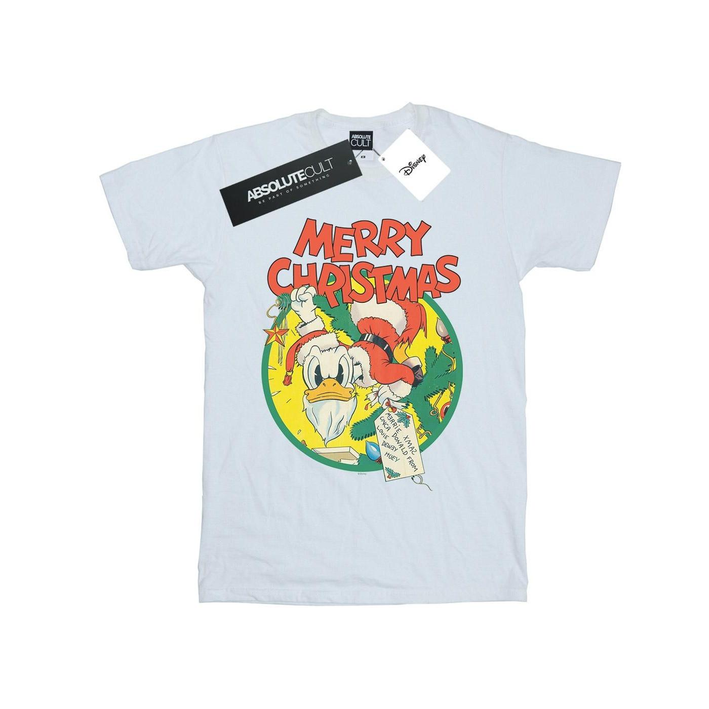 Image of Donald Duck Merry Christmas Tshirt Herren Weiss 4XL
