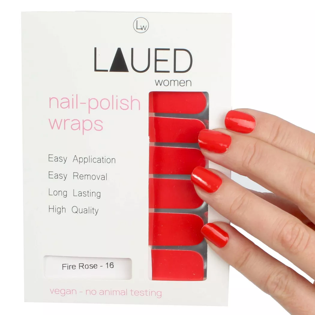 LAUED - vegane Nagelfolien solid red Fire Rose, One Size
