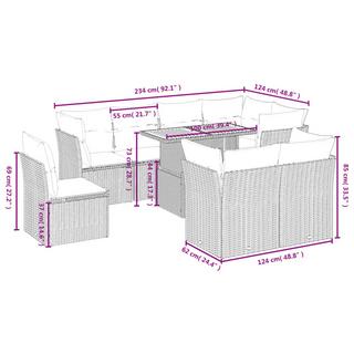 VidaXL Ensemble de canapés de jardin rotin synthétique  