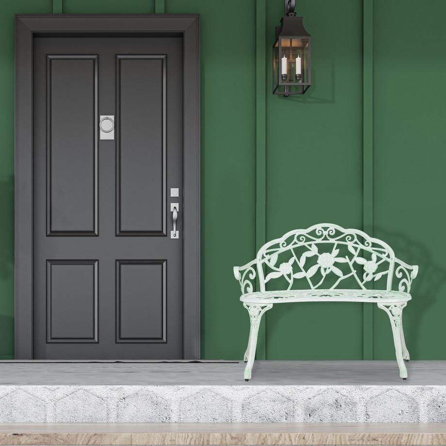 Northio Banc de jardin blanc verdâtre avec des roses  