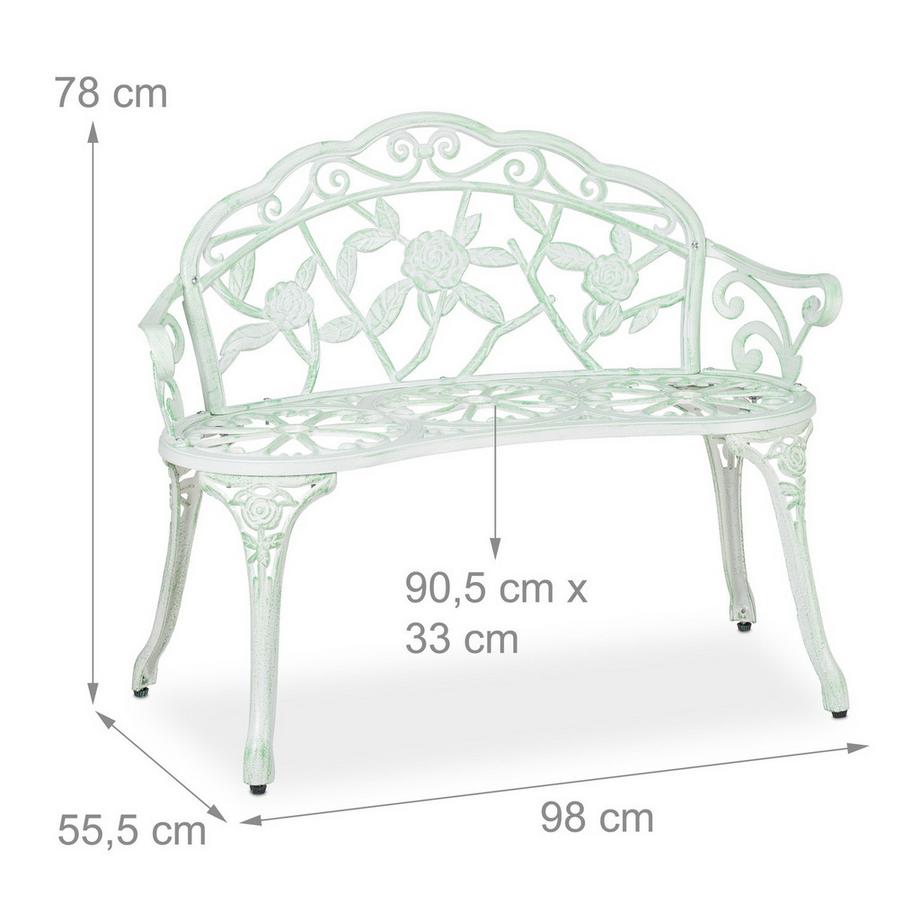 Northio Banc de jardin blanc verdâtre avec des roses  