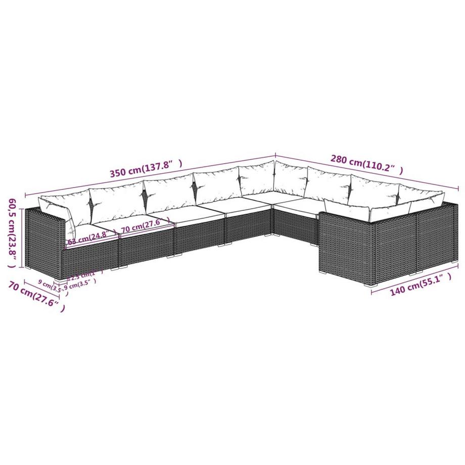 VidaXL Garten-lounge-set poly-rattan  