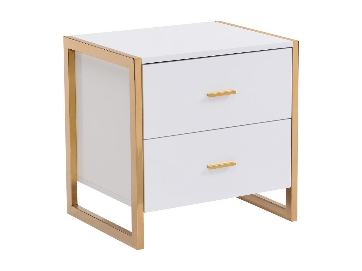 PASCAL MORABITO Lot de 2 tables de chevet 2 tiroirs - MDF - Blanc laqué et doré - OMBRELIA de Pascal Morabito  