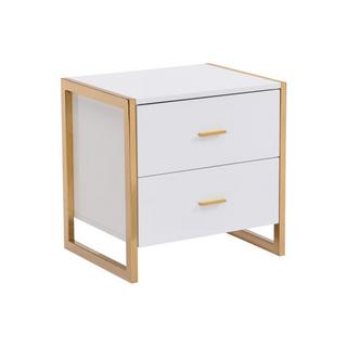 PASCAL MORABITO Lot de 2 tables de chevet 2 tiroirs - MDF - Blanc laqué et doré - OMBRELIA de Pascal Morabito  