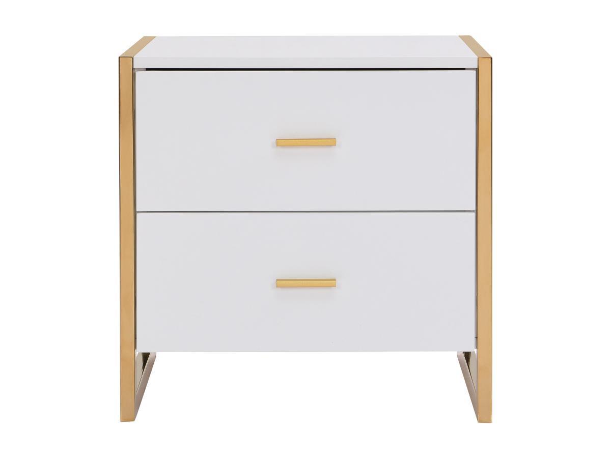 PASCAL MORABITO Lot de 2 tables de chevet 2 tiroirs - MDF - Blanc laqué et doré - OMBRELIA de Pascal Morabito  