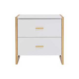 PASCAL MORABITO Lot de 2 tables de chevet 2 tiroirs - MDF - Blanc laqué et doré - OMBRELIA de Pascal Morabito  