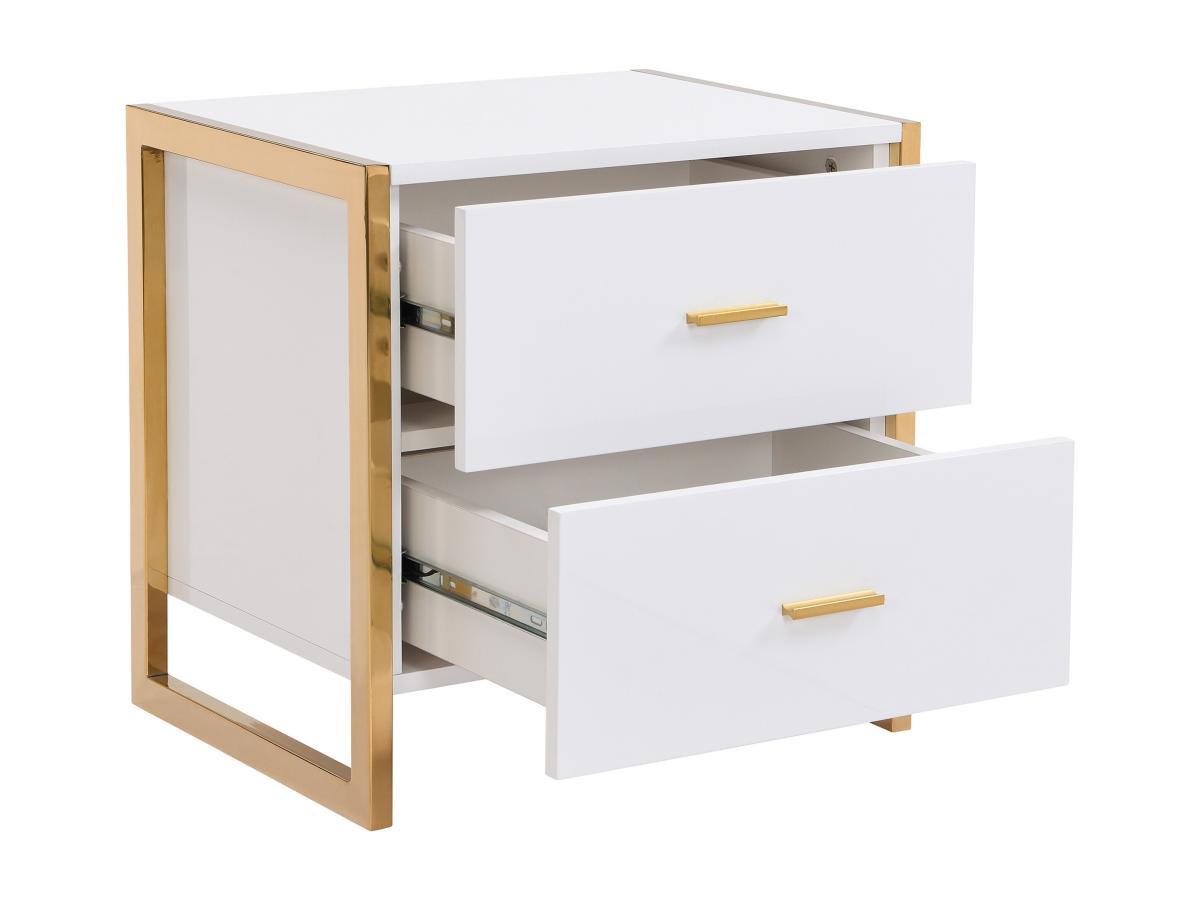PASCAL MORABITO Lot de 2 tables de chevet 2 tiroirs - MDF - Blanc laqué et doré - OMBRELIA de Pascal Morabito  