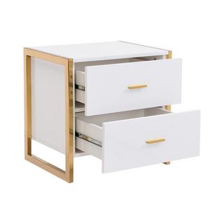 PASCAL MORABITO Lot de 2 tables de chevet 2 tiroirs - MDF - Blanc laqué et doré - OMBRELIA de Pascal Morabito  