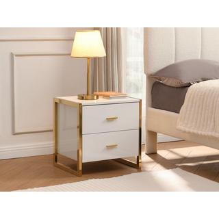 PASCAL MORABITO Lot de 2 tables de chevet 2 tiroirs - MDF - Blanc laqué et doré - OMBRELIA de Pascal Morabito  